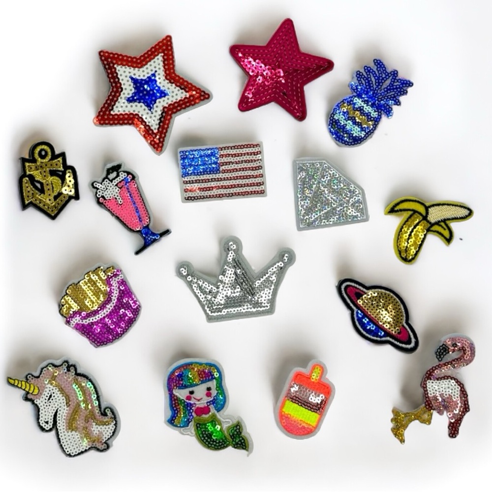 NWOT Qingxi Charm Assorted Sequined Sew-On/Iron-On Embroidered Patches